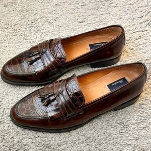 Bostonian Florentine Men 10.5M Leather Brown Crocodile/Aligator Loafer Italy EUC